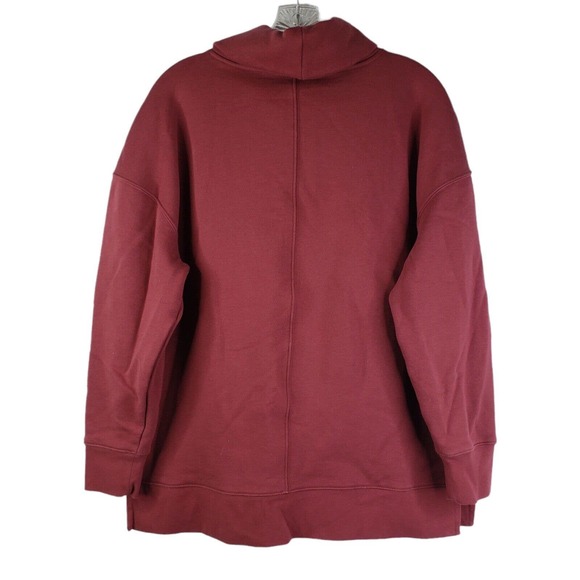 Athleta Women’s 24/7 Sweatshirt Large L Funnel Neck Pullover Red LS Cotton - Picture 5 of 10